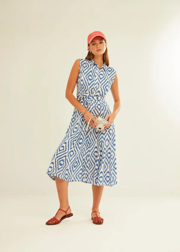 Vestido lazada cintura Blue Diamonds - Imagen 2