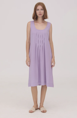 Vestido midi malva.