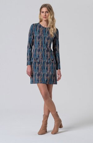 Vestido corto azul acero.