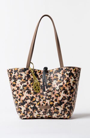 Shopper reversible estampado con neceser interior Kaki