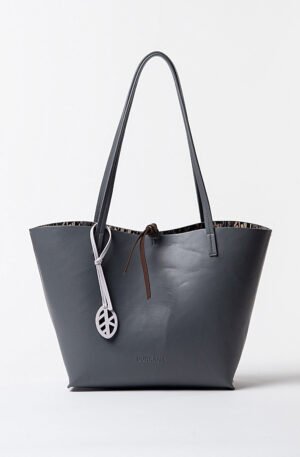 Shopper reversible estampado con neceser interior Gris.
