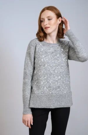 Jersey gris lentejuelas.