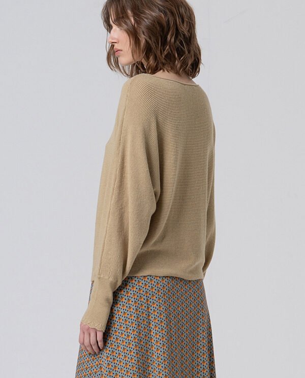 Jersey escote barca.Beige. - Imagen 3