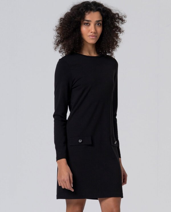Vestido corte con corte evasé negro. - Imagen 2