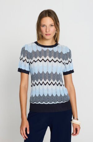 Suéter manga corta estampado azu.
