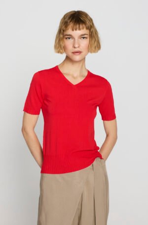 Suéter de punto manga corta. Rojo.