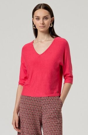 Jersey escote pico manga murciélago. Rosa