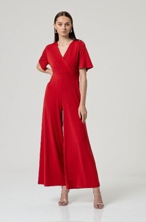 Mono escote cruzado. Rojo