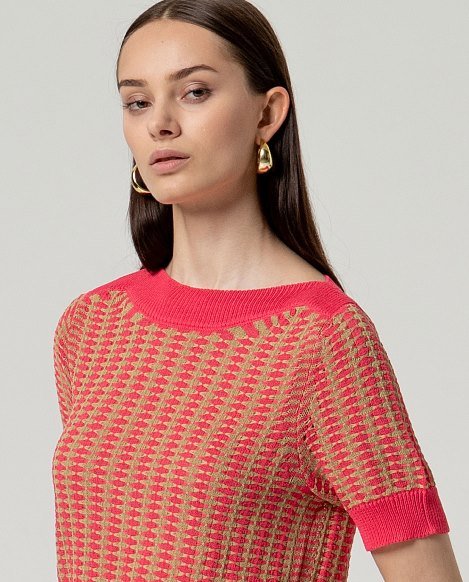 Jersey escote barca manga corta. Rosa - Imagen 4