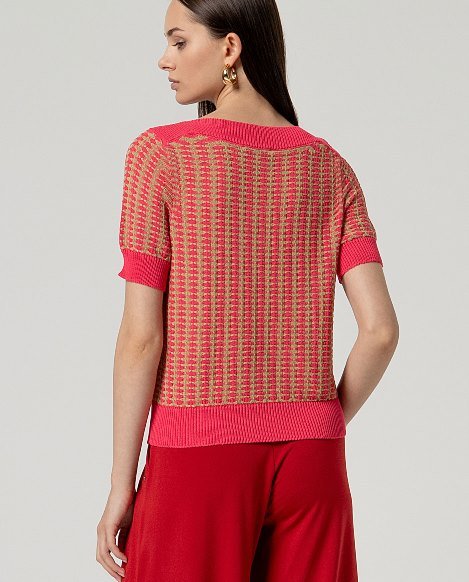 Jersey escote barca manga corta. Rosa - Imagen 3