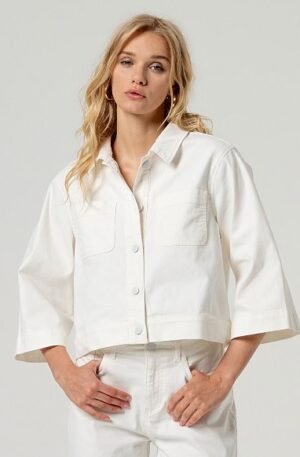 Cazadora corta manga 3/4. Blanco