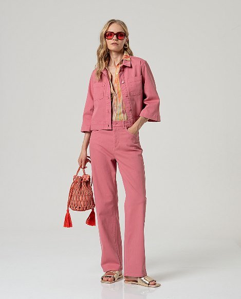 Cazadora corta manga 3/4. Rosa - Imagen 2