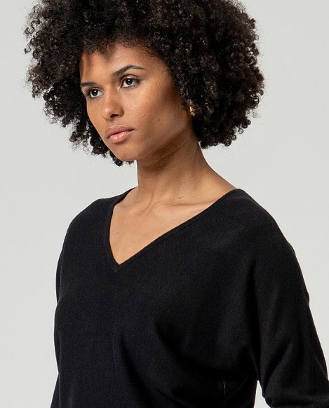 Jersey escote pico manga murciélago. Negro - Imagen 2