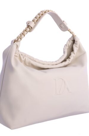 Bolso de mano blanco.