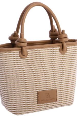 Bolso rayas beige.