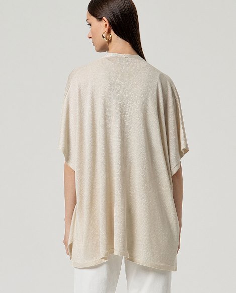 Poncho abierto brillante. Crudo. - Imagen 3