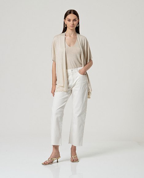 Poncho abierto brillante. Crudo. - Imagen 2