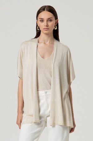 Poncho abierto brillante. Crudo.