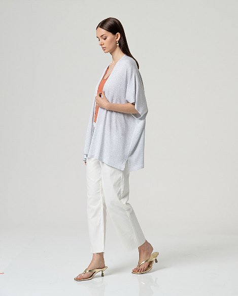 Poncho abierto brillante. Plata. - Imagen 2