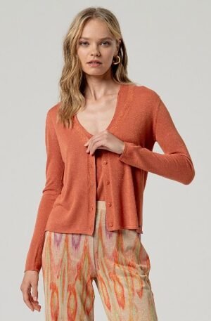 Chaqueta con lurex. Teja.