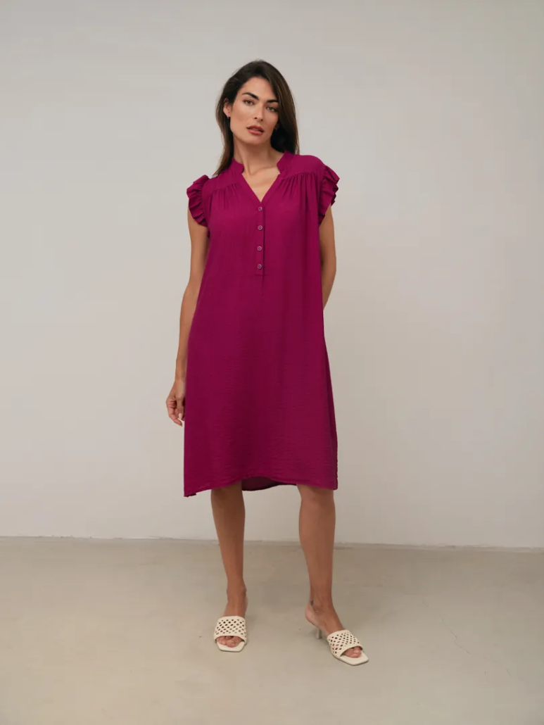 Vestido sin manga volantes.