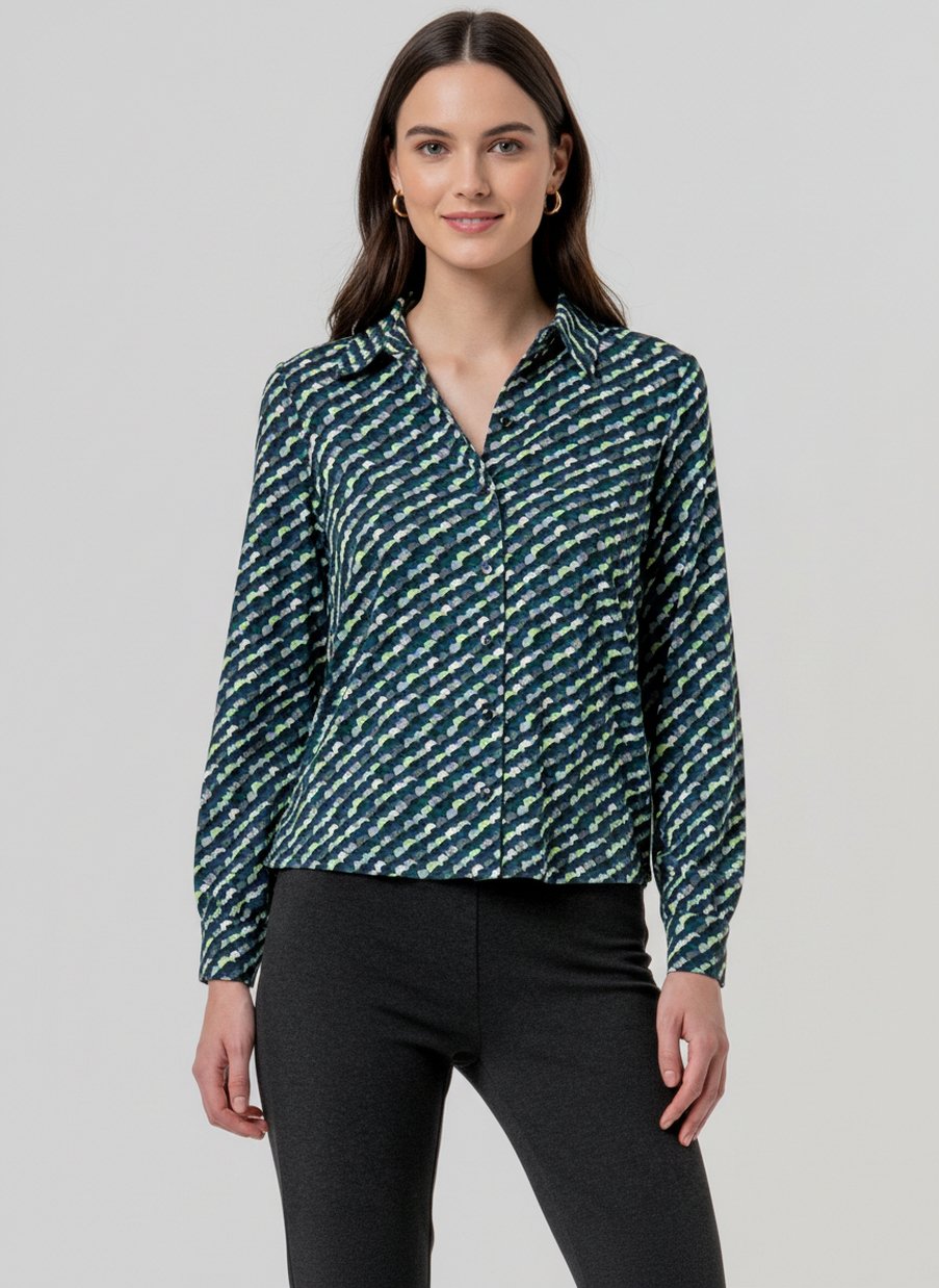 Camisa estampada ancha.Verde.