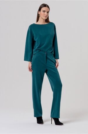 Pantalón recto. Verde botella.
