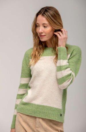 Jersey verde con rayas.