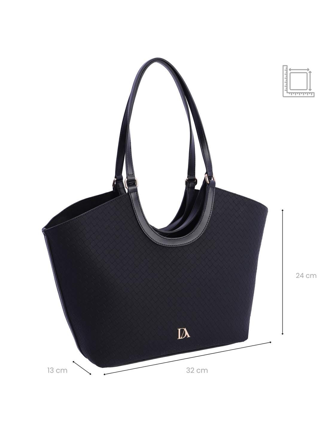 Bolso shopper trenzado negro. - Imagen 2