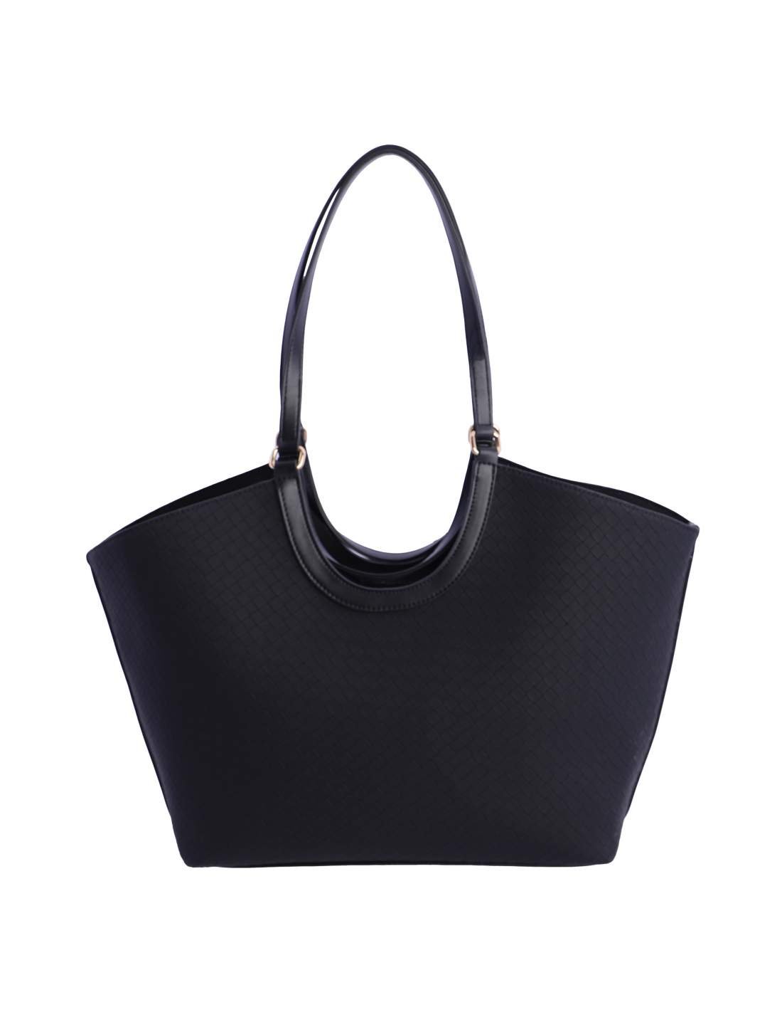 Bolso shopper trenzado negro.