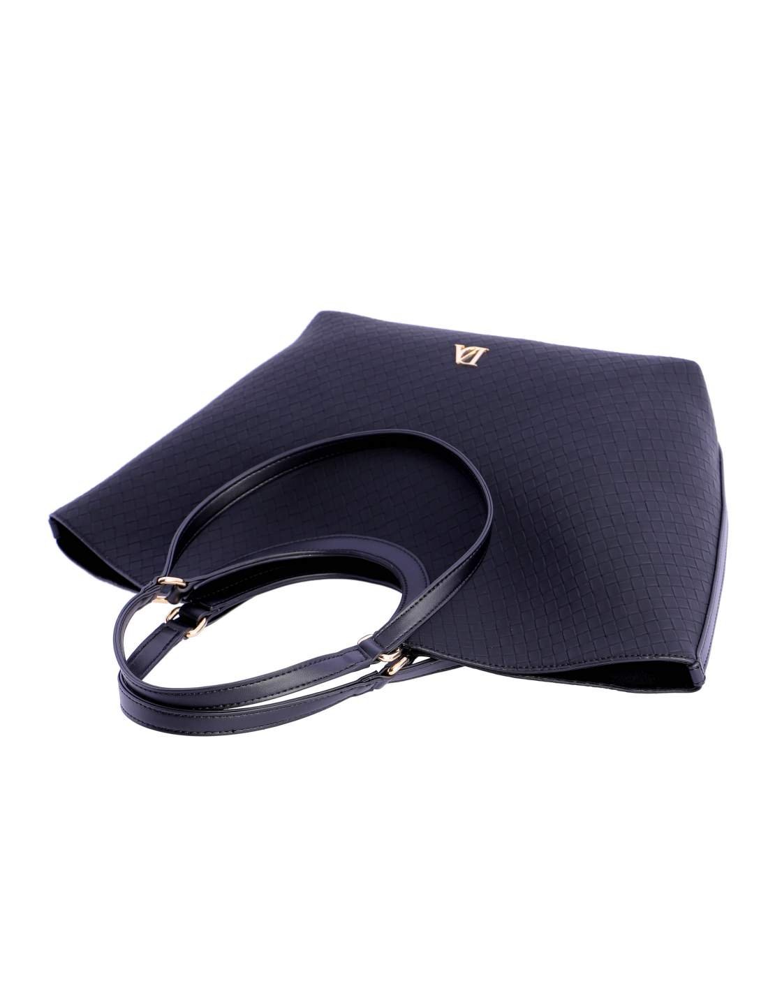 Bolso shopper trenzado negro. - Imagen 3