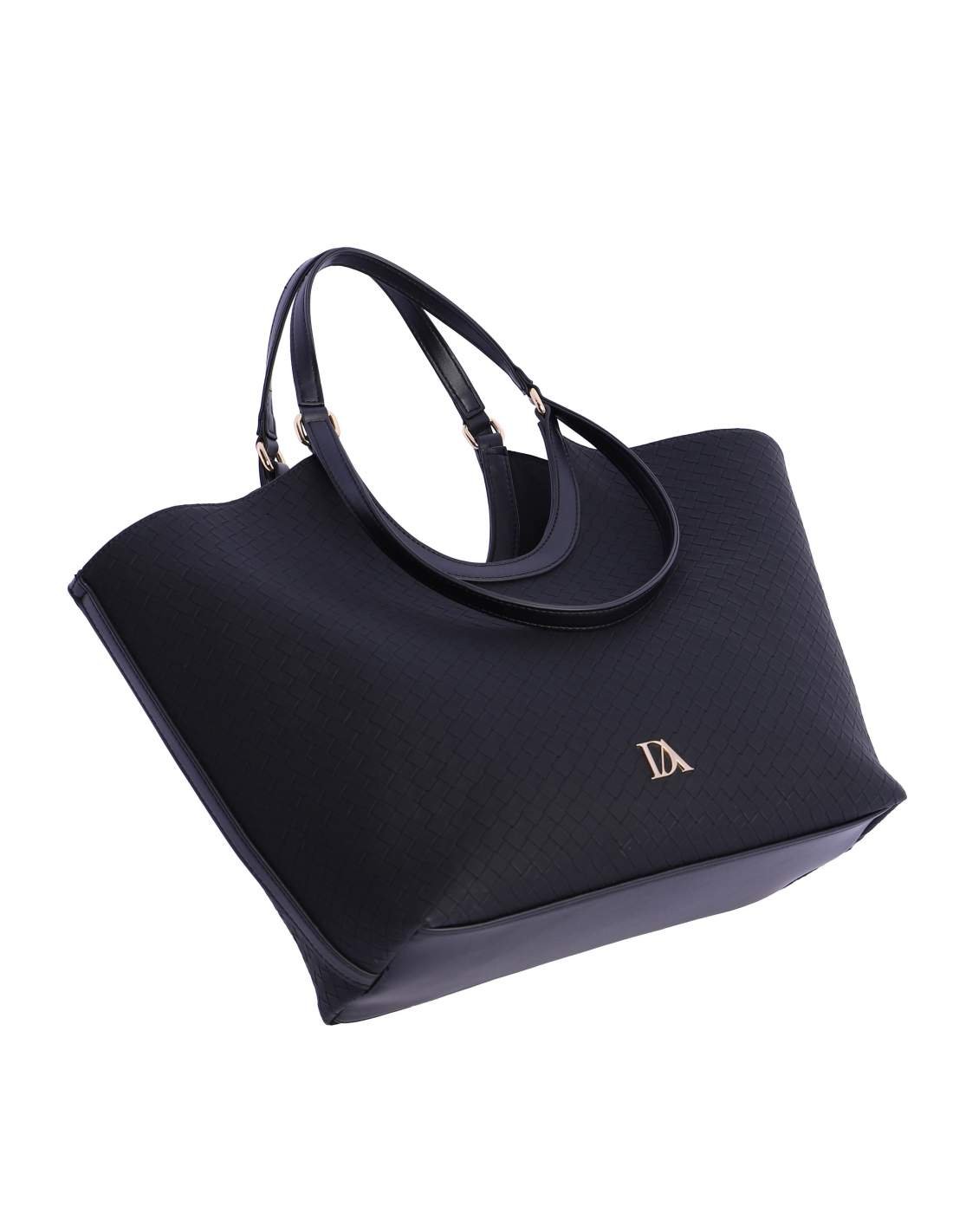 Bolso shopper trenzado negro. - Imagen 5
