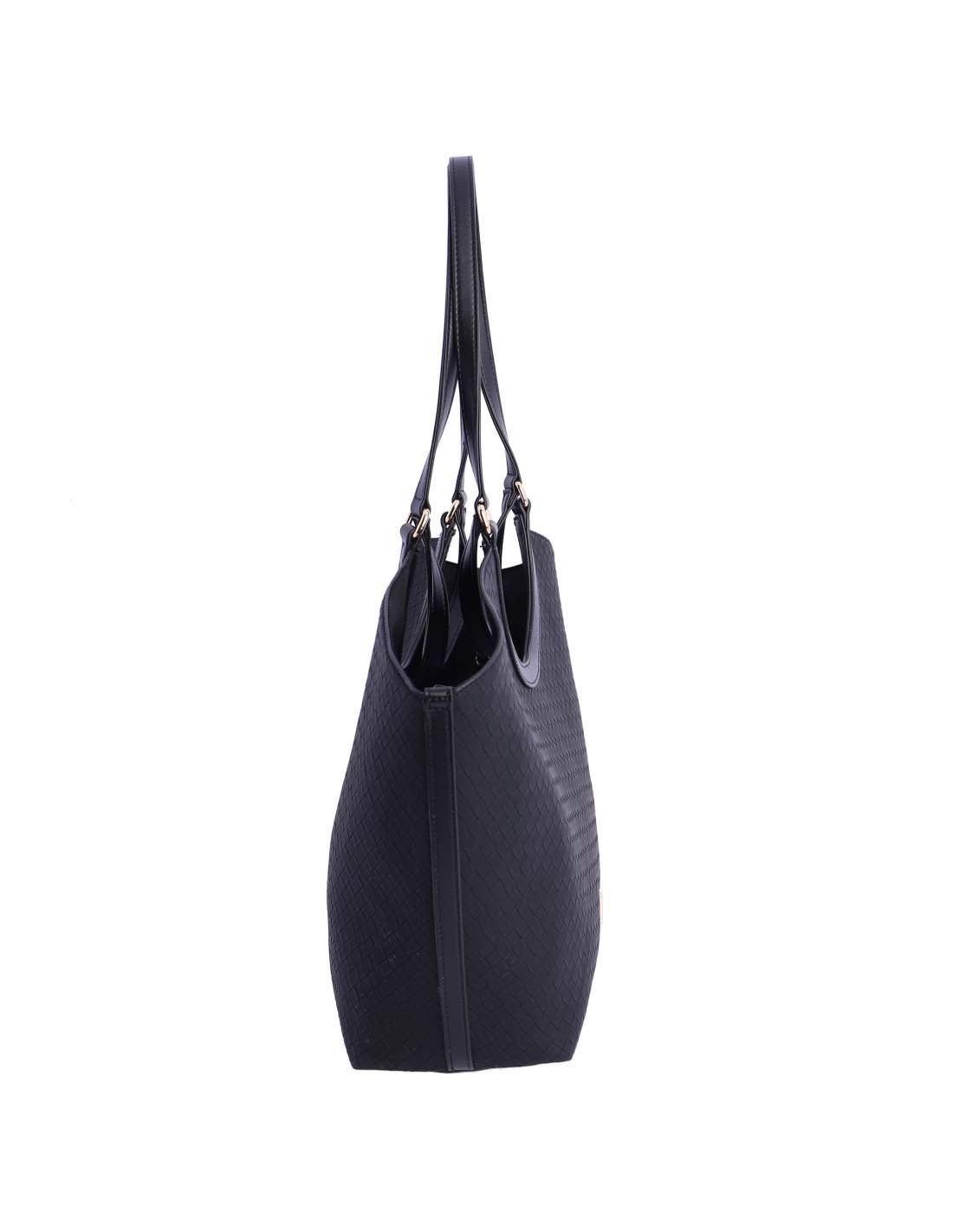 Bolso shopper trenzado negro. - Imagen 4