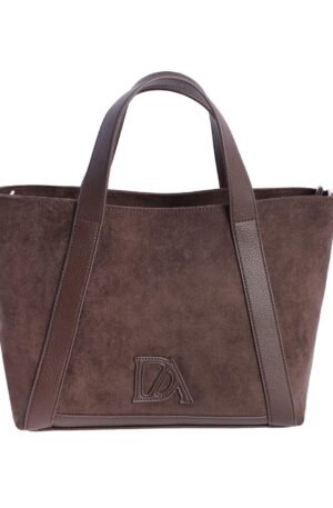 Bolso de mano antelina marrón.